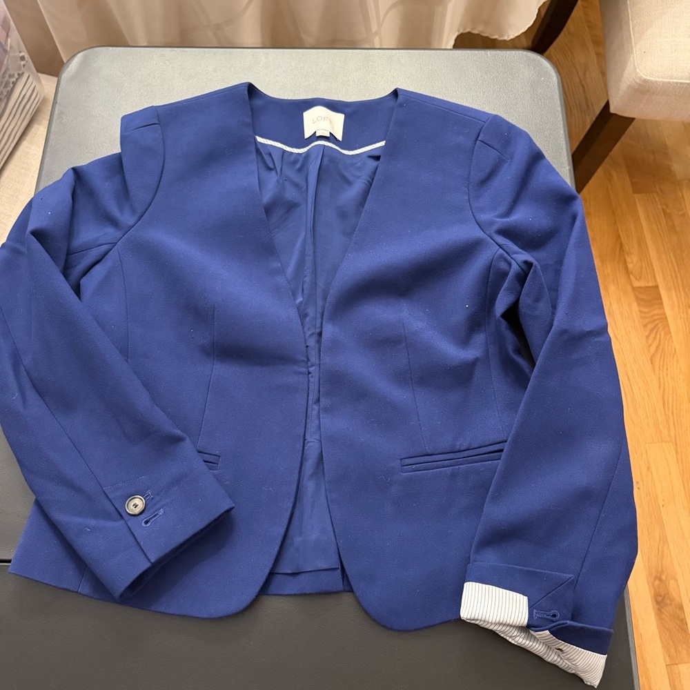 LOFT Cobalt Blue Collarless Blazer
